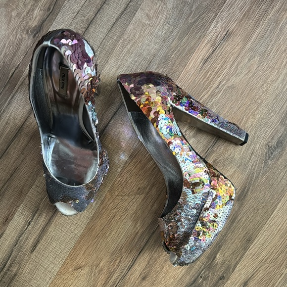 Miu Miu sequin platform heels Size 37 - Picture 14 of 14
